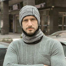 Load image into Gallery viewer, Winter Scarf Hat Set Outdoor Sport Warm Beanies Hat For Men Knitted Hats Bandana Hiking Camping Kid Neck Warmer Cap Neck Gaiter Winter Knitted Beanie Scarf Men Hat Neck Warmer Gaiter Face Cover Winter Beanie Hat Scarf Set Fleece Lined Skull Cap Winter Hat