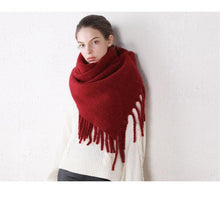 Load image into Gallery viewer, Winter Thick Soft Solid Color Warm Scarf Cashmere Hijabs Lightweight Warm Scarves Wraps Elegant Big Tassels Shawl Long Stole Mufflers For Women