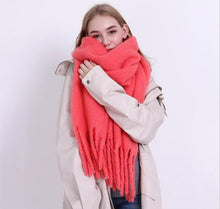 Load image into Gallery viewer, Winter Thick Soft Solid Color Warm Scarf Cashmere Hijabs Lightweight Warm Scarves Wraps Elegant Big Tassels Shawl Long Stole Mufflers For Women
