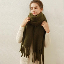 Load image into Gallery viewer, Winter Thick Soft Solid Color Warm Scarf Cashmere Hijabs Lightweight Warm Scarves Wraps Elegant Big Tassels Shawl Long Stole Mufflers For Women
