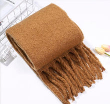 Load image into Gallery viewer, Winter Thick Soft Solid Color Warm Scarf Cashmere Hijabs Lightweight Warm Scarves Wraps Elegant Big Tassels Shawl Long Stole Mufflers For Women
