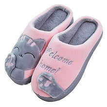 Load image into Gallery viewer, Winter Warm Home Slippers Women Cat Non-Slip Home Shoes Indoor Floor Bedroom Couple Plush House Slippers Comfort Plush Cute House Lucky Cat Warm Indoor Home Shoes