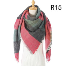 Load image into Gallery viewer, Winter Warm Soft Bandana Plaid Warm Headwear Triangle Scarves Scarf Cashmere Scarf Knit Wraps Shawls Hijabs Shawls Escharpe Elegant Cashmere Scarf Head Wrap Bandana Blanket Shawls Wraps For Female
