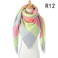 Load image into Gallery viewer, Winter Warm Soft Bandana Plaid Warm Headwear Triangle Scarves Scarf Cashmere Scarf Knit Wraps Shawls Hijabs Shawls Escharpe Elegant Cashmere Scarf Head Wrap Bandana Blanket Shawls Wraps For Female