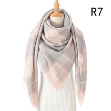 Load image into Gallery viewer, Winter Warm Soft Bandana Plaid Warm Headwear Triangle Scarves Scarf Cashmere Scarf Knit Wraps Shawls Hijabs Shawls Escharpe Elegant Cashmere Scarf Head Wrap Bandana Blanket Shawls Wraps For Female