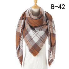 Load image into Gallery viewer, Winter Warm Soft Bandana Plaid Warm Headwear Triangle Scarves Scarf Cashmere Scarf Knit Wraps Shawls Hijabs Shawls Escharpe Elegant Cashmere Scarf Head Wrap Bandana Blanket Shawls Wraps For Female