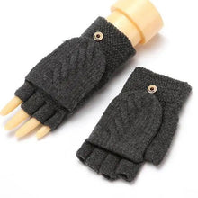 Load image into Gallery viewer, Winter Warm Thickening Wool Gloves Knitted Flip Fingerless Exposed Finger Thick Gloves Mittens Soft Cold Weather Women Gloves