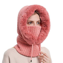 Load image into Gallery viewer, Winter Women 3 in 1 Knitted Ski Hat With Scarf Neck Warmer Fleece Lined Hood Face Mask Adult Balaclava For Outdoor Sports Balaclava Wind-Resistant Winter Face Mask Fleece Ski Mask for Men and Women Warm Face Cover Hat Cap Scarf