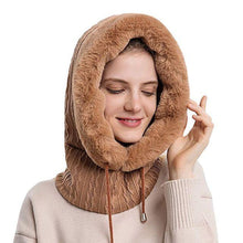 Load image into Gallery viewer, Winter Women 3 in 1 Knitted Ski Hat With Scarf Neck Warmer Fleece Lined Hood Face Mask Adult Balaclava For Outdoor Sports Balaclava Wind-Resistant Winter Face Mask Fleece Ski Mask for Men and Women Warm Face Cover Hat Cap Scarf