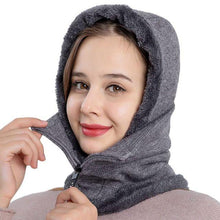 Load image into Gallery viewer, Winter Women 3 in 1 Knitted Ski Hat With Scarf Neck Warmer Fleece Lined Hood Face Mask Adult Balaclava For Outdoor Sports Balaclava Wind-Resistant Winter Face Mask Fleece Ski Mask for Men and Women Warm Face Cover Hat Cap Scarf