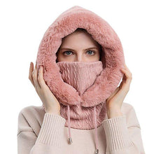 Load image into Gallery viewer, Winter Women 3 in 1 Knitted Ski Hat With Scarf Neck Warmer Fleece Lined Hood Face Mask Adult Balaclava For Outdoor Sports Balaclava Wind-Resistant Winter Face Mask Fleece Ski Mask for Men and Women Warm Face Cover Hat Cap Scarf