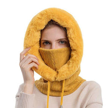Load image into Gallery viewer, Winter Women 3 in 1 Knitted Ski Hat With Scarf Neck Warmer Fleece Lined Hood Face Mask Adult Balaclava For Outdoor Sports Balaclava Wind-Resistant Winter Face Mask Fleece Ski Mask for Men and Women Warm Face Cover Hat Cap Scarf