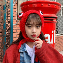 Load image into Gallery viewer, Winter Women Frog Crochet Knitted Hat Hip Hop Skellies Beanies Streetwear Costume Accessory Gift Warm Party Bonnets Cap Kids Knitted Beanie Hat Cute Frog Cartoon Winter Warmer Cap with Big Eyes for Baby Boys Girls