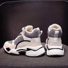 Load image into Gallery viewer, Winter Women's Sneakers Fashion Breathable Casual Running Winter Warm Anti-Slip Soft Sole Warm Fur Lined Winter Womens High Heels Sneakers