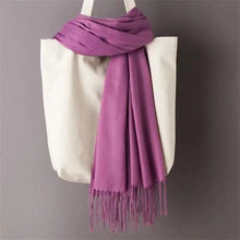 Load image into Gallery viewer, Winter Women Scarf Female Scarves For Women Solid Shawl Wraps For Winter Casual Wear Travel Friendly Wool Tassel Scarf Fashion Solid Color Toddler Soft Warm Scarves