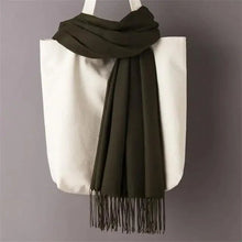 Load image into Gallery viewer, Winter Women Scarf Female Scarves For Women Solid Shawl Wraps For Winter Casual Wear Travel Friendly Wool Tassel Scarf Fashion Solid Color Toddler Soft Warm Scarves
