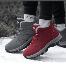 Load image into Gallery viewer, Winter Womens Mens Boots Plush Leather Waterproof Climbing Hunting Shoes Unisex Lace-up Outdoor Warm Hiking Boot Warm Ankle Cushionable Non-Slip Fashion Booties For Outdoor Walking
