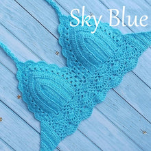 Load image into Gallery viewer, Woman Bikini Top Crochet Knit Separate Female Women Comfortable Beach Crochet Crop Summer Halter Tank Top Beach Knit Bra Beachwear Plus Size Bathing Suits Summer Beach Crochet Crop Tank Top