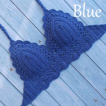 Load image into Gallery viewer, Woman Bikini Top Crochet Knit Separate Female Women Comfortable Beach Crochet Crop Summer Halter Tank Top Beach Knit Bra Beachwear Plus Size Bathing Suits Summer Beach Crochet Crop Tank Top