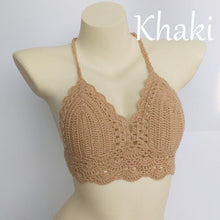 Load image into Gallery viewer, Woman Bikini Top Crochet Knit Separate Female Women Comfortable Beach Crochet Crop Summer Halter Tank Top Beach Knit Bra Beachwear Plus Size Bathing Suits Summer Beach Crochet Crop Tank Top