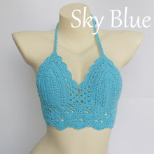 Load image into Gallery viewer, Woman Bikini Top Crochet Knit Separate Female Women Comfortable Beach Crochet Crop Summer Halter Tank Top Beach Knit Bra Beachwear Plus Size Bathing Suits Summer Beach Crochet Crop Tank Top