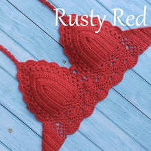 Load image into Gallery viewer, Woman Bikini Top Crochet Knit Separate Female Women Comfortable Beach Crochet Crop Summer Halter Tank Top Beach Knit Bra Beachwear Plus Size Bathing Suits Summer Beach Crochet Crop Tank Top