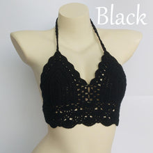 Load image into Gallery viewer, Woman Bikini Top Crochet Knit Separate Female Women Comfortable Beach Crochet Crop Summer Halter Tank Top Beach Knit Bra Beachwear Plus Size Bathing Suits Summer Beach Crochet Crop Tank Top