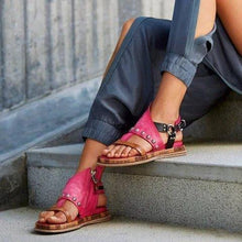 Load image into Gallery viewer, Woman Sandals Flat Casual Summer Sandals Women's Fashion Flip Flops Elegant Sandals Artificial Leather Platform Shoes Fashion Slides Ladies Lightweight Athletic Yoga Mat Sandals Slip On Thick Cushion Slippers Sandals