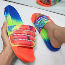 Load image into Gallery viewer, Women Beach Rubber Slippers Shoes Woman Flip Flops Rhinestone Sildes Candy Sandals Outdoor Flats Cute Sandals For Women Casual Summer Women Comfort Slip-On Sandal