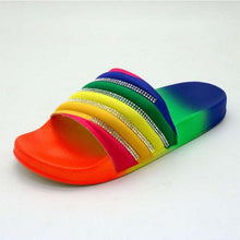 Load image into Gallery viewer, Women Beach Rubber Slippers Shoes Woman Flip Flops Rhinestone Sildes Candy Sandals Outdoor Flats Cute Sandals For Women Casual Summer Women Comfort Slip-On Sandal