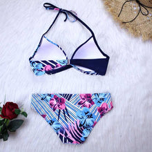 Load image into Gallery viewer, Women Bikini Set Push Up Female Swimsuit Swimwear Swim Two Piece Brazilian Bathing Suit Large Plus Size Women's Twist Front High Waist Bikini Swimsuit Drawstring Tie Side Bottom Two Piece Bathing Suit