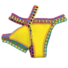 Load image into Gallery viewer, Women Bikini Set Swimwear Beachwear Low Waist Handmade Knit Swimsuit Female Bathing Suit Swimming Suit Women's Halter Sliding Triangle Bikini Sets Charming Tie Side Bathing Suit