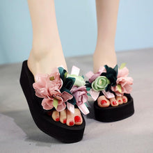 Load image into Gallery viewer, Women Bow Summer Sandals Slipper Indoor Outdoor Flip-flops Beach Shoes New Fashion Casual Flower Slipper High Heeled Bow-Knot Platform Flip Flops Beach Sandals Fashion Summer Slippers
