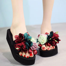 Load image into Gallery viewer, Women Bow Summer Sandals Slipper Indoor Outdoor Flip-flops Beach Shoes New Fashion Casual Flower Slipper High Heeled Bow-Knot Platform Flip Flops Beach Sandals Fashion Summer Slippers
