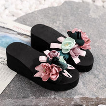 Load image into Gallery viewer, Women Bow Summer Sandals Slipper Indoor Outdoor Flip-flops Beach Shoes New Fashion Casual Flower Slipper High Heeled Bow-Knot Platform Flip Flops Beach Sandals Fashion Summer Slippers