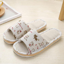 Load image into Gallery viewer, Women Casual Floral Home Slippers Soft Non-slip Foam Bottom Slippers Spring Autumn Indoor Couple Linen Slipper Flip Flops Slides Slip-On Indoor Slippers For Women Soft Womens Flannel Home Bedroom Slippers