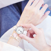Load image into Gallery viewer, Women Charming Watch Set Pink Leather Strap Student Watch Children Black Cat Leather Strap And Round Dial Quartz Watches For Women Cat Dial With Stainless Steel Dial Quartz Watch