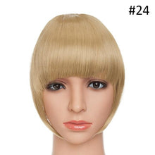 Load image into Gallery viewer, Women Clip In Hair Bangs Hairpiece Clip In Hair Extension Synthetic Hair Extension Blunt Bangs Fake Bangs For Women Flat Neat Bangs With Temples For Women One Piece Hairpiece
