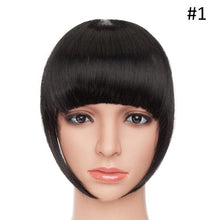 Load image into Gallery viewer, Women Clip In Hair Bangs Hairpiece Clip In Hair Extension Synthetic Hair Extension Blunt Bangs Fake Bangs For Women Flat Neat Bangs With Temples For Women One Piece Hairpiece