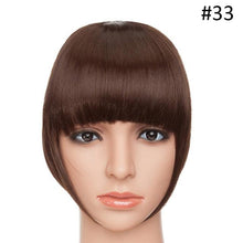 Load image into Gallery viewer, Women Clip In Hair Bangs Hairpiece Clip In Hair Extension Synthetic Hair Extension Blunt Bangs Fake Bangs For Women Flat Neat Bangs With Temples For Women One Piece Hairpiece