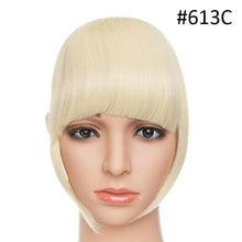 Load image into Gallery viewer, Women Clip In Hair Bangs Hairpiece Clip In Hair Extension Synthetic Hair Extension Blunt Bangs Fake Bangs For Women Flat Neat Bangs With Temples For Women One Piece Hairpiece