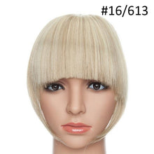 Load image into Gallery viewer, Women Clip In Hair Bangs Hairpiece Clip In Hair Extension Synthetic Hair Extension Blunt Bangs Fake Bangs For Women Flat Neat Bangs With Temples For Women One Piece Hairpiece