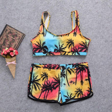 Load image into Gallery viewer, Women Crop Top Swimsuit High Waist Shorts Floral Bikini Beach Swimwear Beachwear New Women's Halter High Waist Bikini Two Piece Swimsuits Matching Soft Bathing Suits