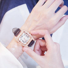Load image into Gallery viewer, Women Diamond Watch Starry Square Dial Bracelet Watches Set Ladies Leather Band Quartz Wristwatch Minimalist Transparent Leather Watch For Girls Band Casual Analog Quartz Ladies Watch