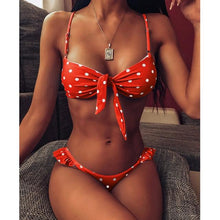 Load image into Gallery viewer, Women Dot Bikini Women Two Piece Swimsuit Women's Bikini Set Swimsuit Micro Strapless 2 Piece Bathing Suit Tie Side Bikini Bottoms Push Up Swimwear Bathing Suit Beach Wear Swimming Suit