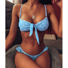 Load image into Gallery viewer, Women Dot Bikini Women Two Piece Swimsuit Women's Bikini Set Swimsuit Micro Strapless 2 Piece Bathing Suit Tie Side Bikini Bottoms Push Up Swimwear Bathing Suit Beach Wear Swimming Suit