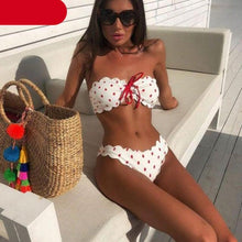 Load image into Gallery viewer, Women Dot Bikini Women Two Piece Swimsuit Women's Bikini Set Swimsuit Micro Strapless 2 Piece Bathing Suit Tie Side Bikini Bottoms Push Up Swimwear Bathing Suit Beach Wear Swimming Suit