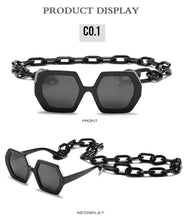 Load image into Gallery viewer, Women Elegant Design Sunglasses Stylish Fashionable Square Shape Sunglasses For Women Latest Unique Chain Style Sun Glasses For Female New Different Shades Large Frame Eyewear