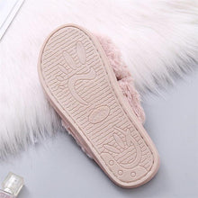 Load image into Gallery viewer, Women Fashion Warm Fluffy Slippers Cozy Faux Fur Cross Indoor Floor Slides Flat Soft Furry Flip Flops Cross Band Soft Plush Cozy House Shoes Furry Open Toe Indoor Outdoor Slip On Warm Breathable Anti-Skid Sole