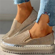 Load image into Gallery viewer, Women Flat Glitter Espadrilles Casual Female Mesh Lace Up Platform Comfortable Vulcanized Shoes Unisex Flat Memory Foam Cushioned Insole Casual Slip-On Loafers Shoes